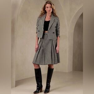 BANANA REPUBLIC Gingham Wool Cropped Blazer